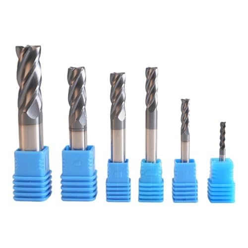 Image of 6Pcs Carbide End Mill Set 1 /8 inch 3 /16 inch 1 /4 inch 5 /16 inch 3 /8 inch 1 /2 inch 4 Flute AlTiN Coated HRC 45-55 for Alloy Steels Hardened Steel Metal CNC Router Bits