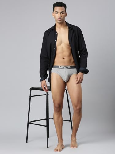 Image of Levi's 017 Classic Brief for Men | Cotton Stretch Fabric | Men's Brief Underwear | Anti-Roll Waistband | Extra Supportive Gusset | Dual Layer 3D Pouch | Tagless & Zero Irritation Comfort | Pack of 2