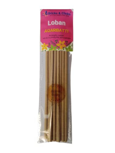 Bricks & Clicks Pure LOBAN Agarbatti - Incense Sticks for Puja (Pack of 12 Pieces)