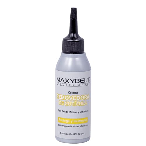 Maxybelt Profesional Crema removedora de cutícula 80ml, con aceite mineral y vaselina, protege y humecta, exclusivo para manicura y pedicura.