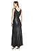 Maggy London Women's Dresses Women's Sleeveless Ruched Metallic Gown V-Neck Floor Length Evening Dress with Slit - Formal Wedding Guest Maxi Dresses, Black/Silver Foil, 0