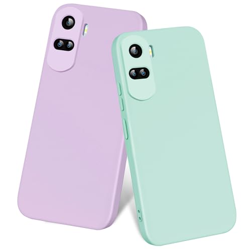 ISOI 2Pack Fundas para Honor 90 Lite, Funda de Liquida Silicona con Forro de Microfibra Suave Protección Completa para Honor 90 Lite (Morada/Menta Verde)
