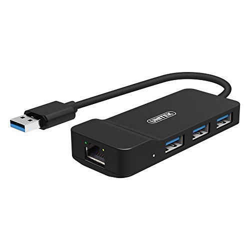 UNITEK Gigabit Ethernet Network Adapter with 3-Port USB 3.0 Data Hub, Bulit in Micro B Charging Port Compatible MacBook, Mac Pro, iMac, Surface Pro, Desktop, USB Flash Drives, Mobile HDD