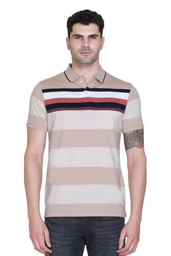 Image of SANE ORIGINALS T-Shirt for Men with Pocket || Textured Striped Polo for Men