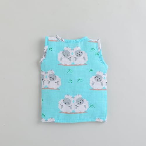 Image of POLKA TOTS Unisex Cotton Sleeveless Button Jhabla for Baby Boys and Baby Girls