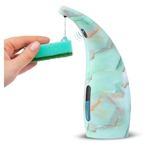 Mamiddle Automatic Soap Dispenser 10oz/300ml Automatic Soap Dispenser Touchless Liquid Hand Soap Dispenser with Infrared Sensor for Bathroom Kitchen Sink Hotel Restaurant (Marble Light Green) Cover