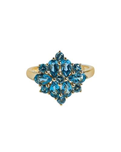 YoTreasure Rainbow Moonstone Labradorite Black Onyx Green Onyx London Blue Topaz Rhodolite Garnet 14K Gold Over 925 Silver Rings Jewelry