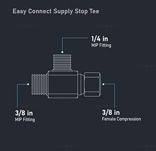 Image of Midline Valve 73314-OM-5 Add On Tee Fitting, Split Supply Line Outlet 3 /8 in. FIP COMP x Male MIP Brass (5 Pack), 3 /8 inch Fem x 3 /8 inch Male x 1 /4 inch Male