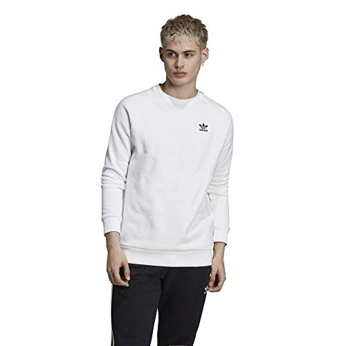 Image of adidas Originals mens Trefoil Essentials Crewneck Sweatshirt White/Black Medium