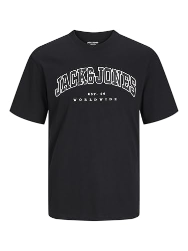 JACK&JONES PLUS JJECALEB Varsity tee SS O-Neck NOO PLS, Negro, XXXXXXL