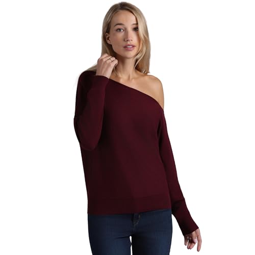 Image of Minnie Rose Womens Long Sleeve Off the Shoulder Cashmere Pull On Sweater