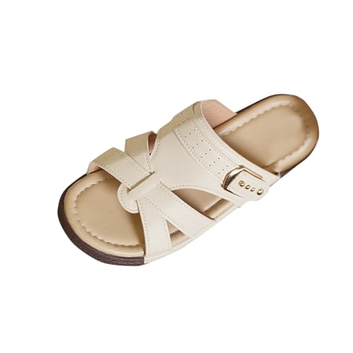 Chaussures compensées d'été pour femme nu-pieds bout bouche de poisson fond épais beige 40 EU