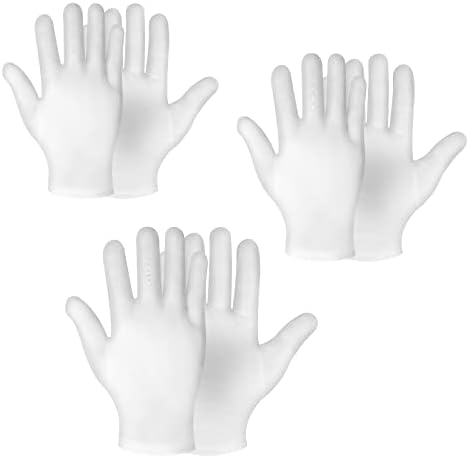 Sibba 3 Pairs Moisturizing Gloves White Cotton Moisturizing Gloves for Overnight Bedtime Heal Eczema Sleeping Lotion Hand Spa Treatment Gloves Repair Rough Cracked Dry Chapped Hands Skin(M/L/XL)