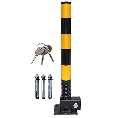 Steel Car Parking Lock - 600x60mm Foldable Security Bollard with Keys | Spring Collision Avoidance | Heavy-Duty & Easy to Install