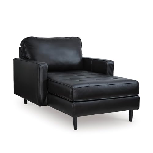 Image of Signature Design by Ashley Bryceview Chaise Lounge, No Assembly Required, Combination of Leather and Faux Leather, Indoor Relaxation, Onyx Black 42 inch W