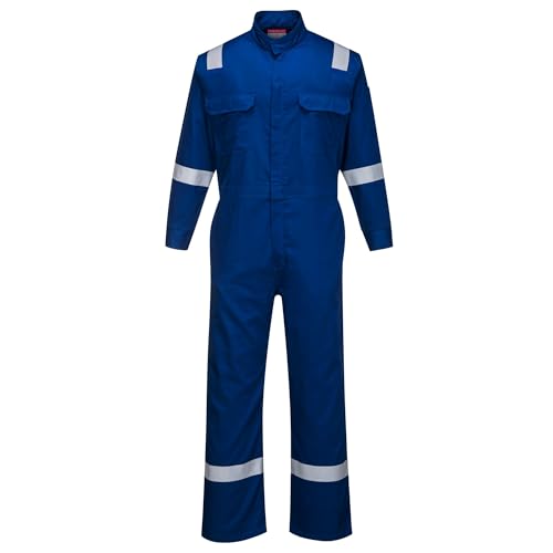 Image of Portwest FR94 Bizflame Fire Resistant Coverall with FR Reflective Tape ASTM NFPA, Royal, Large | Royal Blue, Large, Regular, Dual Hazard, 88 /12 Cotton Nylon, Lightweight, Arc Rated