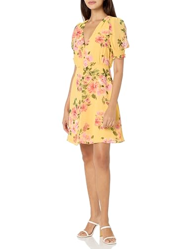 Image of Vince Camuto Women's Flutter Sleeve V-Neck Fit & Flare Chiffon Mini Dress