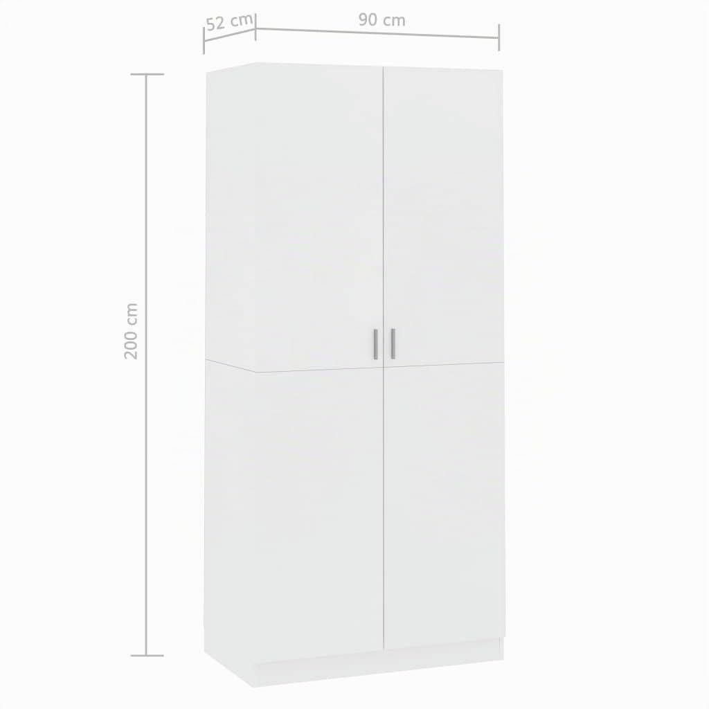 Willood Kleiderschrank Weiß 90x52x200 cm Holzwerkstoff Garderobenschrank Garderobe Schrank Schlafzimmerschrank Dielenschrank