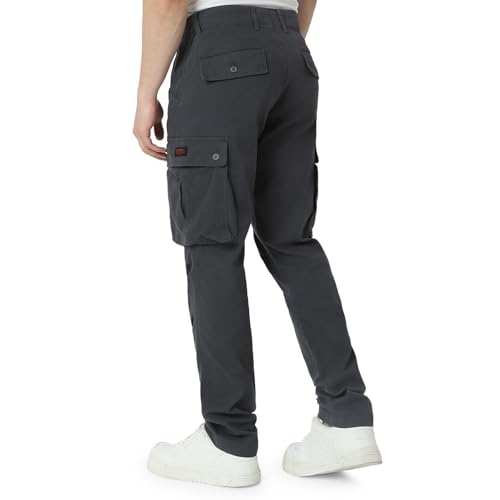 Image of Spykar Men's Relaxed Fit Mid Rise Mid-Rise Casual Cargos