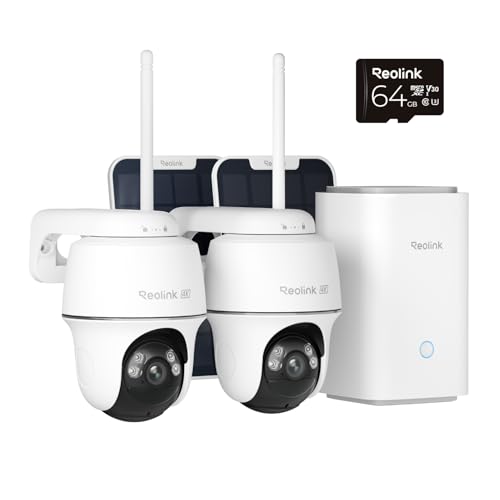 Reolink Home Hub+ 4K HD Security Camera Outdoor Wireless Kit, Argus PT Ultra+Solar Panel Home Security System, 64GB Local Storage, No Subscription Fee, 360° Surveillance, Night Vision, 2.4/5 GHz WiFi