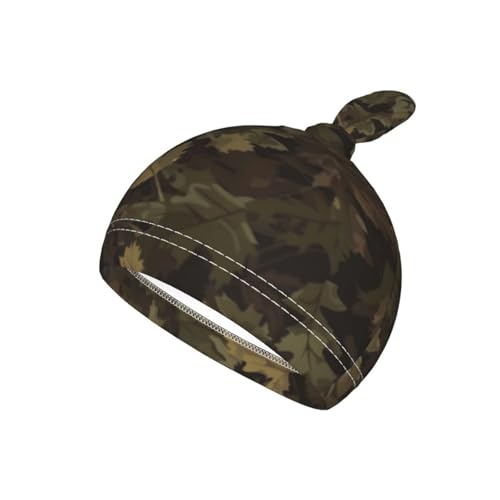 Image of Brown Camouflage Leaf Swaddle Blanket and Wrap Set with Beanie Hat - Soft Baby Receiving Blankets and Swaddle Blankets for Newborn Boys and Girls