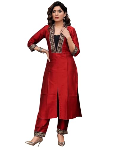 Costume de fête traditionnel rouge ensemble kurta pour mariage et célébrations familiales