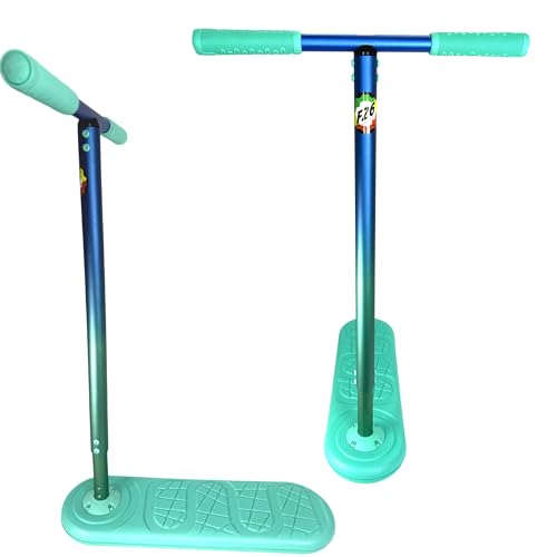 Indo Kickstarter LTD Trampolin Stunt-Scooter I Snowscooter I Schneeroller I 62 bis 72cm Vario Verschiedene Höhen I Indoor & Outdoor I Trick I Trainer I+ Fantic26 Sticker Neon Blau Fade Tyrkis