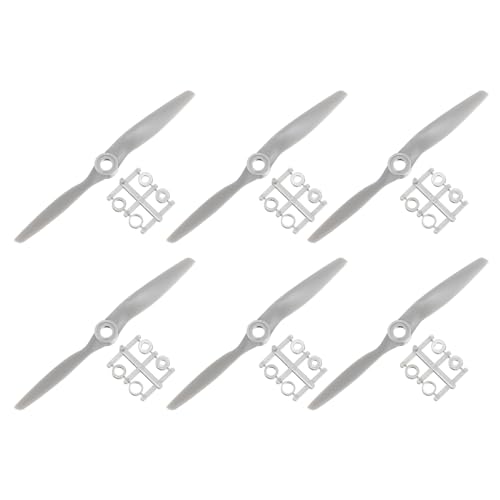 MECCANIXITY 6Pcs 8x4 Inch Propeller RC Propellers 2-Vane Blades Props Gray with Adapter Rings for RC Airplane Aircraft Prop Replacement