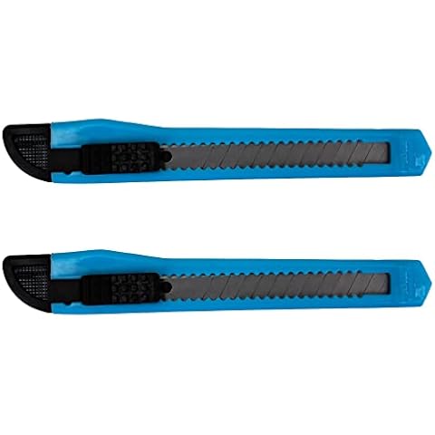 MotoProducts 2 Sky Blue Small Retractable Utility Knife Wholesale 5 inch Manual Lock Box Cutter Snap Off Blade Cover
