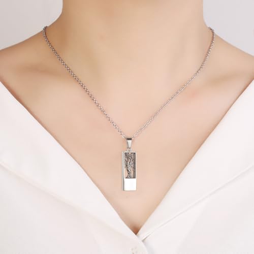 Tree Of Life Urn Necklace-Memorial Keepsake Pendant (1.18 inches) Ashes Holder For Loved Ones, Waterproof Engravable,Comfort Carry in Stainless Steel2