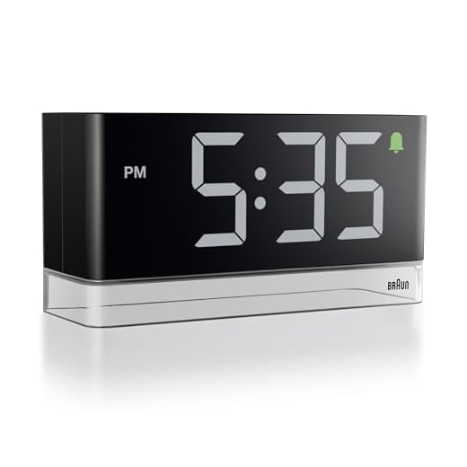 Braun Digital Alarm Clock with Extra Large LED Display, Touch Snooze Zone, Quick Set, Adjustable Night Light, Beep Alarm, in Black, Model BC27B