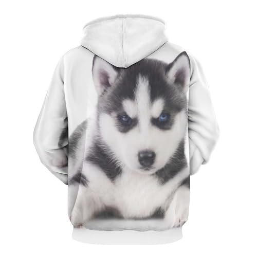 Sweat à capuche husky mignon pull décontracté unisexe manches longues taille S