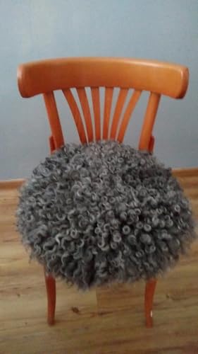 Provellus Fell Stuhlauflage Sitzauflage Sitzkissen Kissen Fellkissen Lammfell Schaffell XL (ECHT Gotland GRAU)