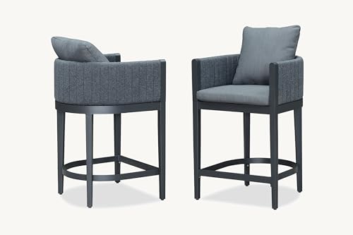 Image of PURPLE LEAF Counter Height Bar Stools Straight Leg Set of 2, Grey