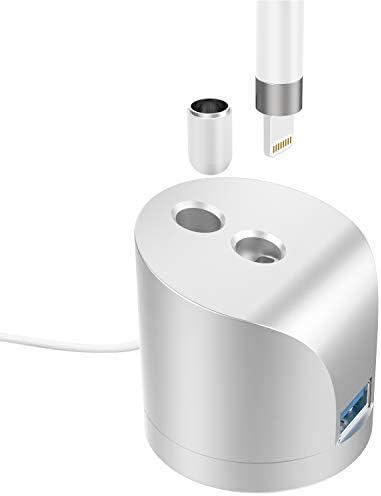 MoKo Charging Stand Compatible for Apple Pencil,Portable Desktop Fast Charging Station Charger Dock Pen Holder for Apple iPad Pro Pencil/Pen iPad Pro 12.9 10.5 9.7, iPad 10.2 2019 - Silver