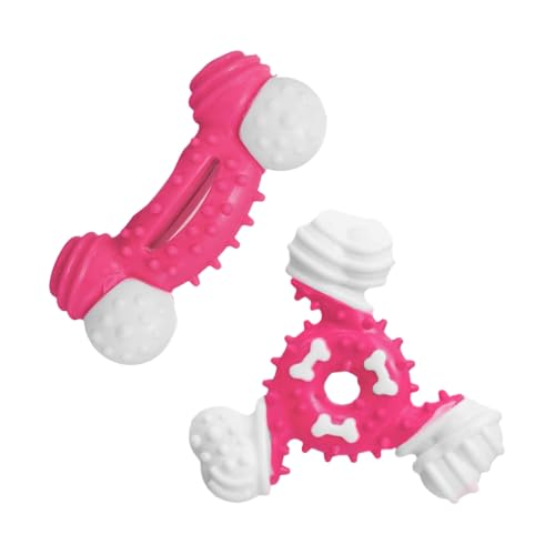 Kit 2 Brinquedo Osso Mordedor para Cachorro Pet – Anti-Stress e Diversão (Rosa)