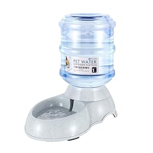 Flexzion Automatic Dog Water Bowl Dispenser for Cat Pet Animal (1 Gallon Dispener Water Jug) – Feeder Auto Replenish Waterer Drinking Bowl Fountain Bottle Dish Stand