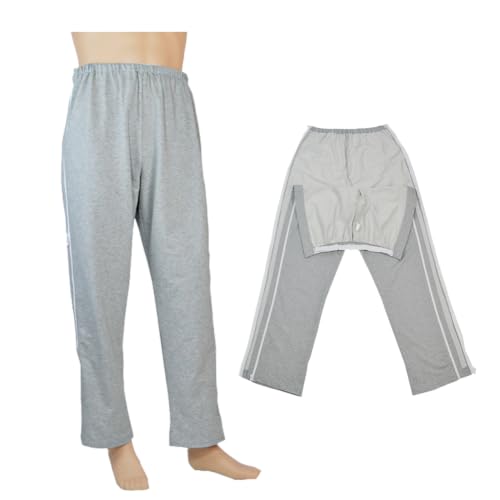 DURASIKO Unisex Side Zipper Bedridden Patient Clothing,Patient Pants,Tear Away Pants,Soft Cotton Material,Hospital Pants for Home Care/Post Surgery/Dialysis/Elderly/Fracture/Disability/Rehab