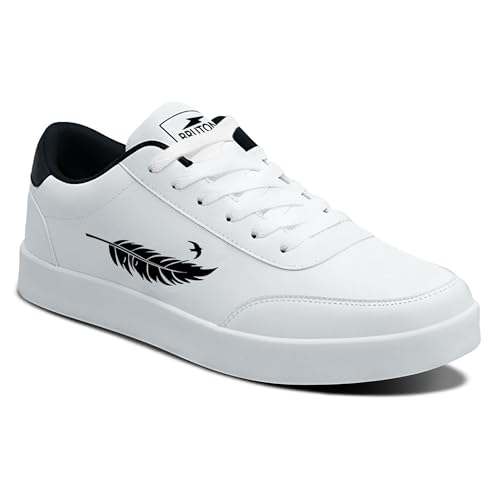 Image of BRUTON WhiteNova-299 Casual Shoes | Lightweight PVC Sole | Rexine Upper Sneakers for Men