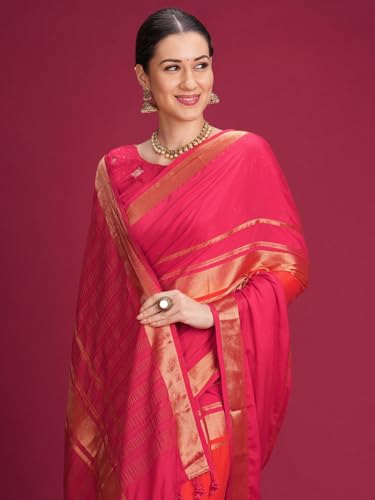 Image of AKHILAM Women's Mysore Silk Ombre Woven Design Saree With Unstitched Blouse Piece (KUSUM4101 NSM Parent)