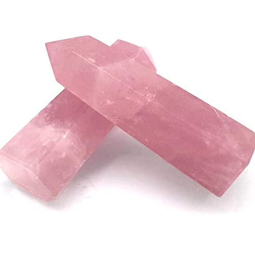 1pc Natural Pink Crystal Magic Wand Rock Home Office Decor Rose Quartz Wand Stone Feng Shui Figurine Household (Color : Pink 1pc, Size : 1.57-1.97in)