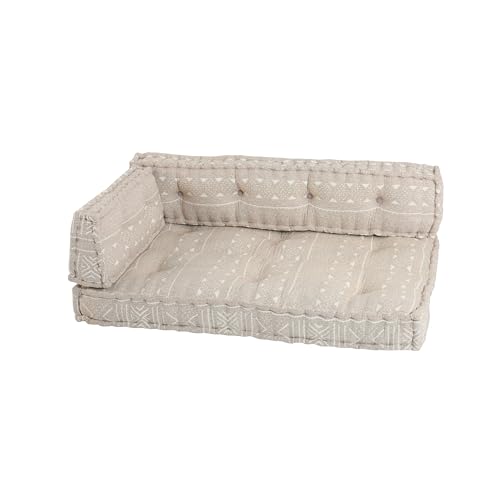 Image of ASHEVILLE No Wood Foldable Modular Sofa Set | Low Floor Seating, Corner Cushion Sofa, 2-Person Lowseat, Handcrafted, Dabu Cotton Upholstery Sofa (Set of 3 Pcs, Brown)