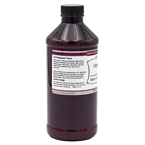 LorAnn Oils Orange Bakery Emulsion: True Essence, Ideal for Boosting Fruit Tones in Cakes, Cookies & Desserts, Gluten-Free, Keto-Friendly, Extract Substitute Essential for Your Kitchen, 16 Oz