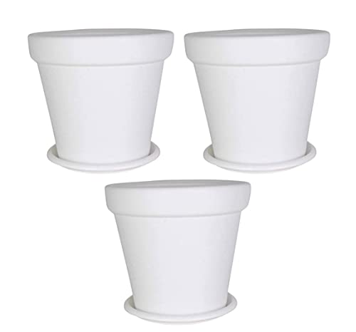 JUSThink Plastic Cosmos Flower Pot with Plate, (12 Inch), for Indoor and Outdoor Gardening,Gamla for Garden. (White, Pack of 3) JUSThink Plastic Cosmos Flower Pot with Plate, (12 Inch), for Indoor and Outdoor Gardening,Gamla for Garden. (White, Pack of 3)