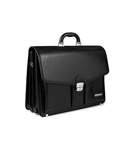 Porte-documents en cuir véritable avec serrure pour ordinateur 15 pouces