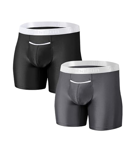 JINSHI Men's Ice Silk Boxer Briefs Horizontal Fly Bulge Enhancing Underwear Stretchy Seamless Casual Trunks Shorts