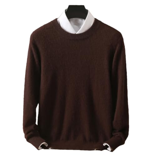 Men's Round Neck Solid Color Wool Sweater Large Size Long Sleeve Knitted Pullover4