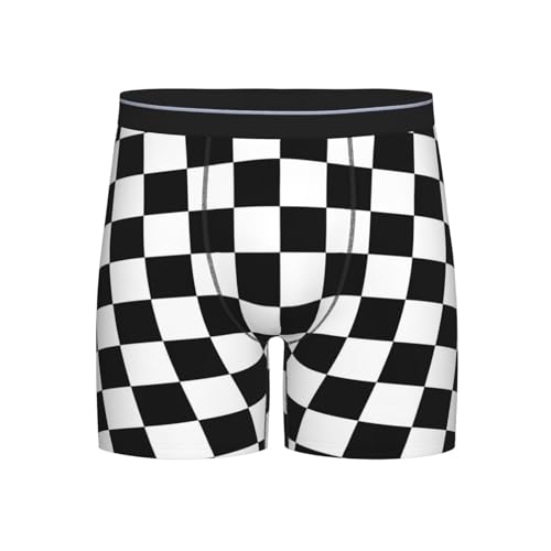 Black White Race Checkered Flag Men's Boxer Briefs, Mens Trunks Underwear Wicking-Breathable Underpants