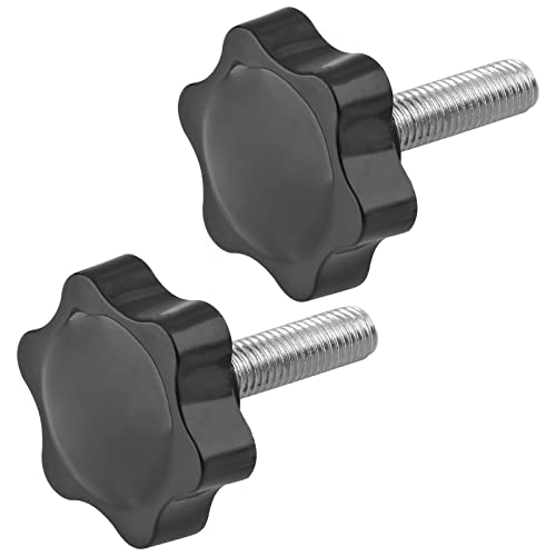 LifCratms M8 x 30mm Thread Star Knob 2Pcs, Plastic Hex Shaped Clamping Knob Handle Hand Tightening Screw for Umbrella Base Replacement