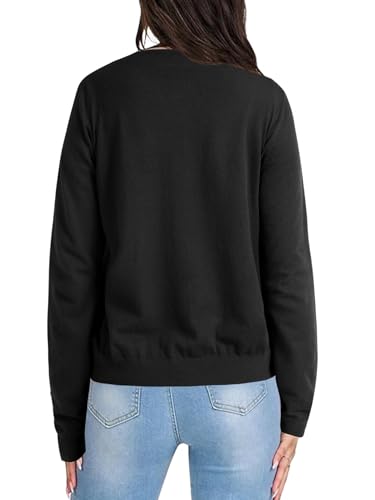 Image of LYANER Women's Striped Cardigan Crew Neck Button Down Open Front Long Sleeve Knit Cardigans Sweater